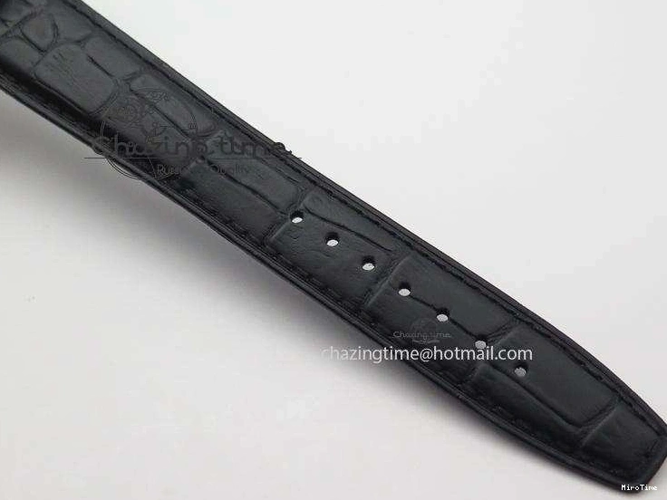 MIROTIME 0428 Portuguese Tourbillon Power Reserve Moonphase SS Black Dial Gold Numbers On Black Leather Strap RelaxedFit 7320